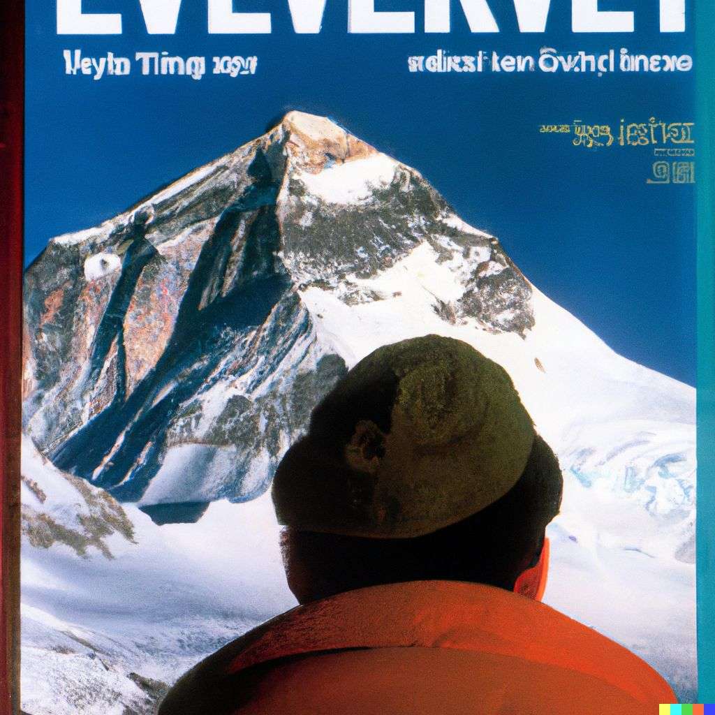 someone gazing at Mount Everest, front cover of Time magazine, 2000